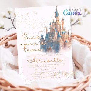Once Upon a Time Princess Birthday Invitation, Girl First Birthday Digital Invite, Princess Birthday Party Invite, 1st Birthday, EDITABLE