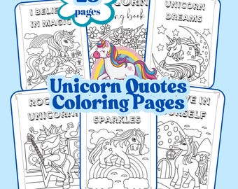 Unicorn Quotes Coloring Pages (Digital Download)