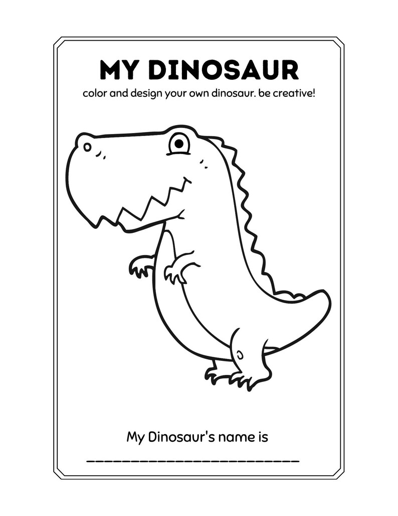Printable Childrens Kids Dinosaur Science Animald Coloring - Etsy