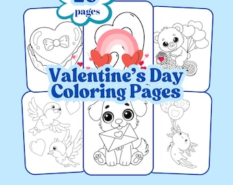 Valentine's Day Coloring Pages, Kids Love Activity (Digital Download)