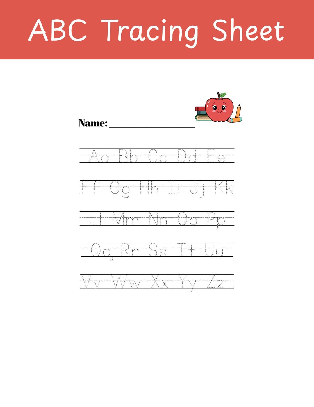 ABC Alphabet Tracing Worksheet: Kids Learning Activity (digital ...
