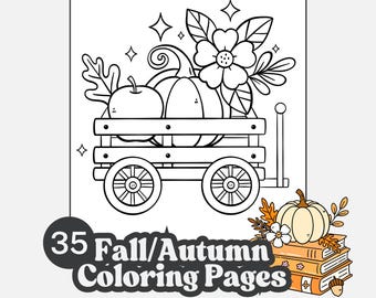 35 Fall Thanksgiving Kids Coloring and Activity Holiday Pages (Digital Download)