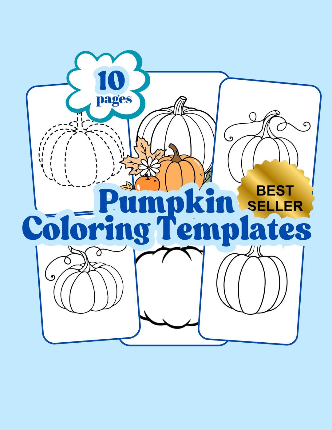 Fall Pumpkin Template, Kids Halloween Activity and Coloring Page