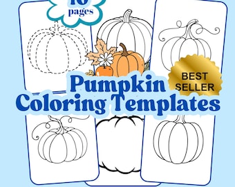 Fall Pumpkin Template, Kids Halloween Activity and Coloring Page, Thanksgiving Fun