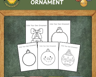 Christmas Ornament Coloring Page, Kids Holiday Activity Sheet