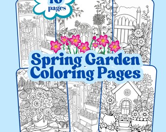 Spring Gardening Floral Coloring Pages (Digital Download)