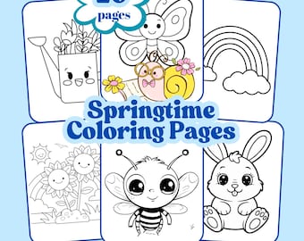 Springtime Children's Coloring Pages (Digital Download)