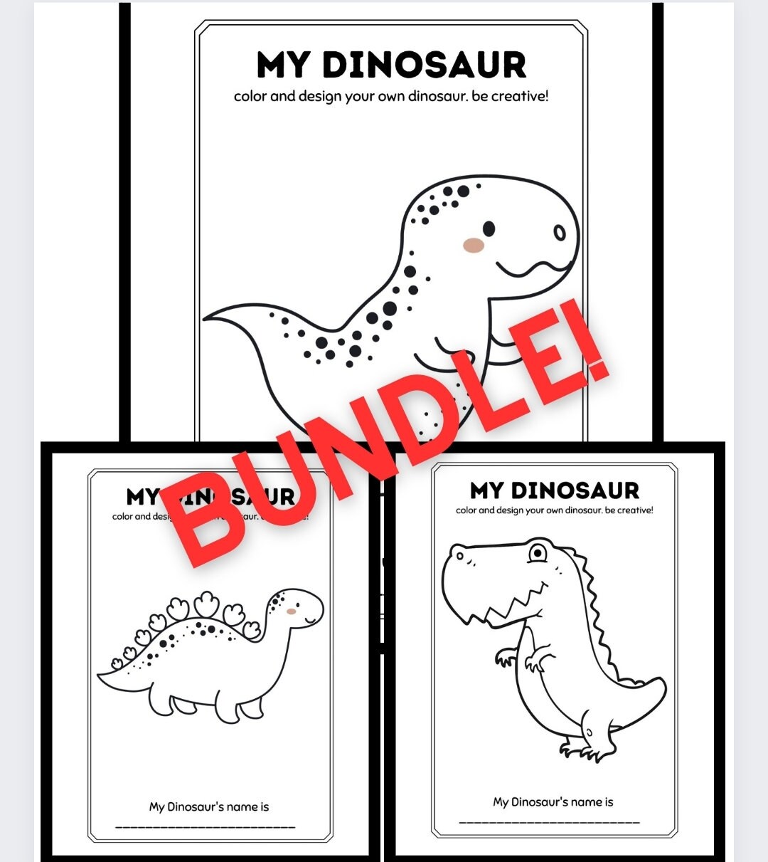 Printable Childrens Kids Dinosaur Science Animald Coloring - Etsy