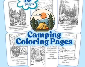 Camping/Outdoor Quotes and Coloring Pages (Digital Download)