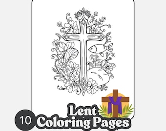 10 Christian Catholic Lent Coloring and Activity Pages (Digital Download)