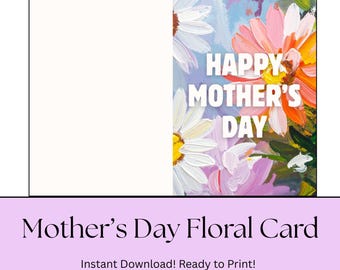 Purple Floral Mother's Day Folded Birthday Card, Simple Greeting Card, Gifts for Her (Digital Download)