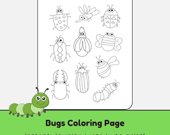 Bugs Animals Coloring Page, Forest Kids Toys and Games (Digital Download)