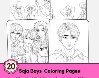 KPop Demon Hunters Saja Boys Coloring and Activity Pages, Kids Birthday Gift