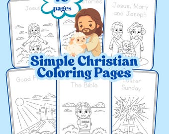 Simple Christian Coloring Pages (Digital Download)