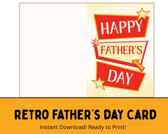 Father's Day Retro Folded Card, Birthday Cards and Printables, Greeting Cards (Digital Downloads)
