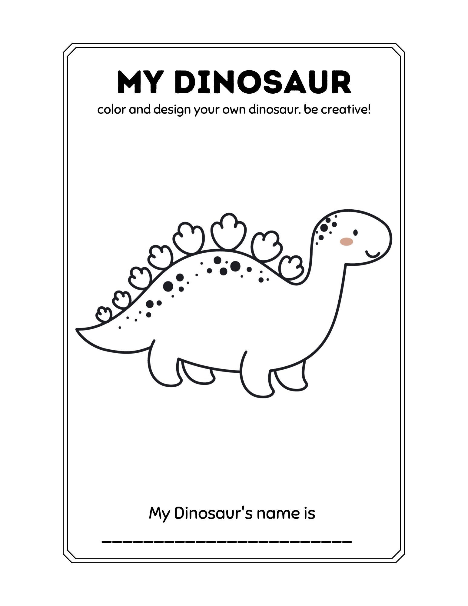 Printable Childrens Kids Dinosaur Science Animald Coloring - Etsy