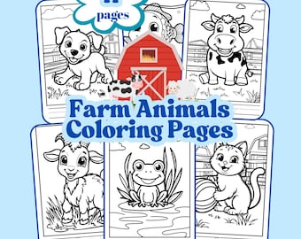 Farm Animals Coloring and Tracing Pages (Digital Download)
