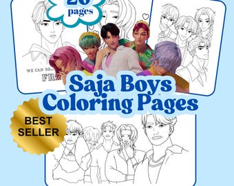 KPop Demon Hunters Saja Boys Coloring and Activity Pages, Kids Birthday Gift