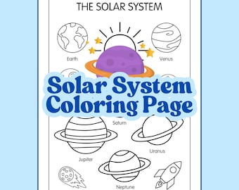 Solar System Space Coloring Page (Digital Download)