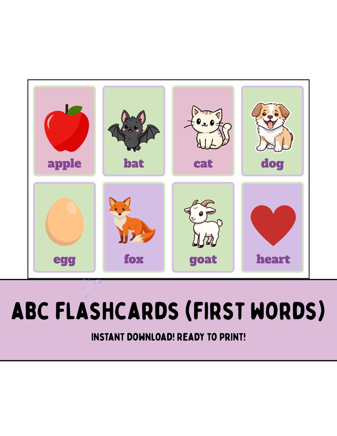 First Words ABC Flashcards Learning, Kids Toys and Games (digital ...