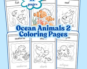 Ocean Animals 2 Coloring Pages (Digital Downloads)