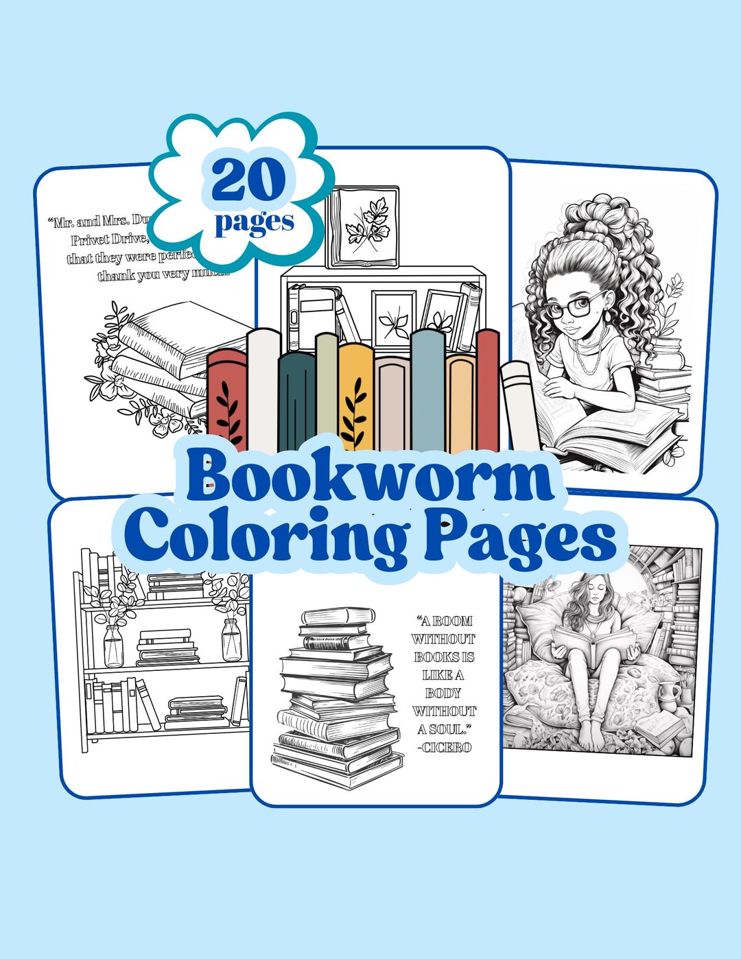 Bookworm Academia Coloring Pages (digital Download) - Etsy