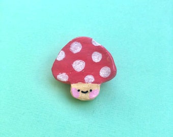 Cute Mushroom clay pin