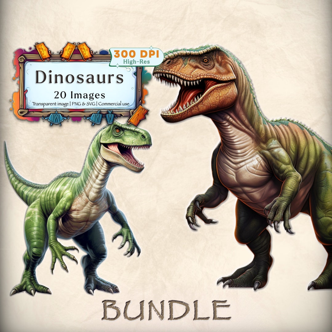 Dinosaur clipart bundle: PNG & SVG WaterColour Dinosaurs ClipArt ...