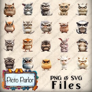 Funny Grumpy Animals Clipart Bundle: PNG & SVG Hilarious Animal ...