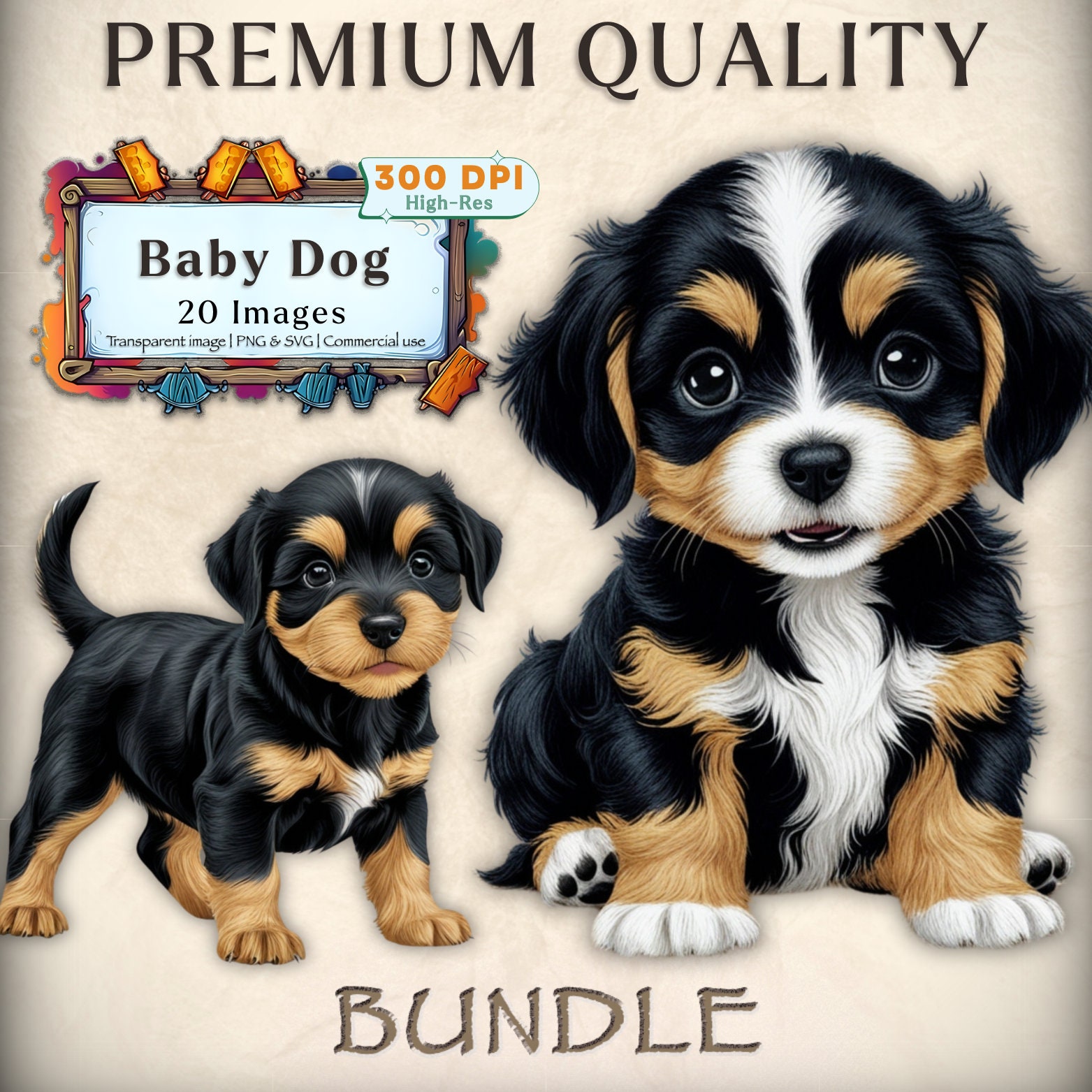 Baby Dog Clipart Bundle: PNG & SVG Cute Puppy Clipart Adorable Dog ...