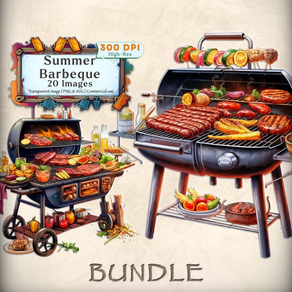 Summer Barbecue clipart bundle: PNG & SVG seasonal clipart summer clipart food clipart cooking clipart commercial use transparent image