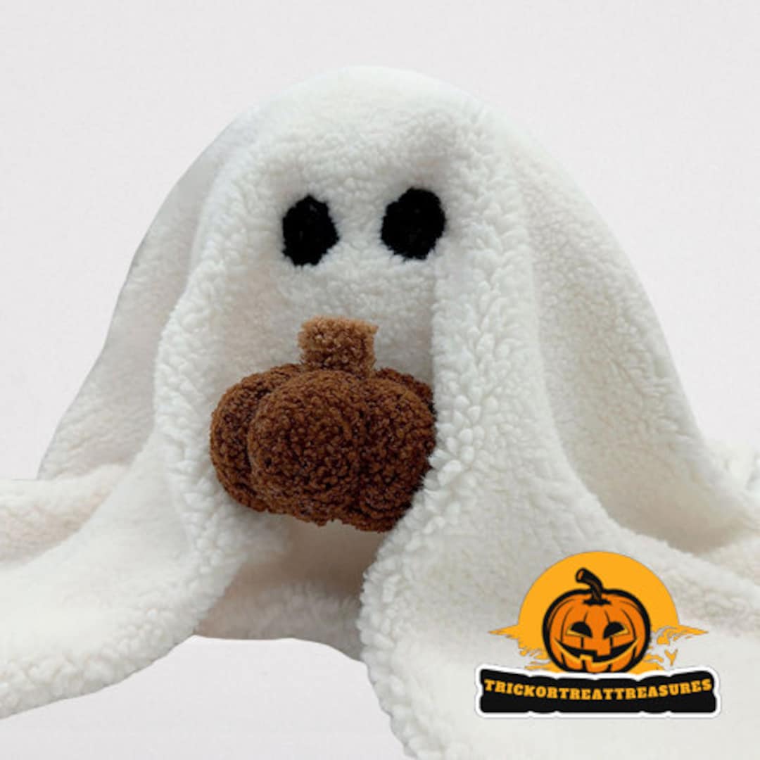 Guss the Ghost Cute Ghost Pillow With Pumpkin Pillow Plushie Etsy