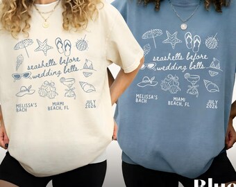 Custom Bachelorette Shirts, Seashells And Wedding Bells, Comfort Colors Bridal Shirts, Matching Personalized Bridesmaid, Bachelorette Party
