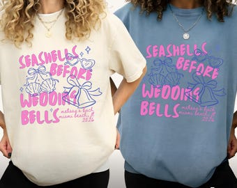 Custom Bachelorette Shirts, Seashells And Wedding Bells, Comfort Colors Bridal Shirts, Matching Personalized Bridesmaid, Bachelorette Party