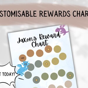 Dragon Reward Chart Printable | Customisable Potty Training Chart | Kids Chore Chart Editable Template | Behavior Chart for Toddlers