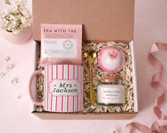 Personalized Teacher Gift Set, Thank You Teacher. Mug Candle and Bath Bomb, End of Year Appreciation Gift, Custom Mentor Present