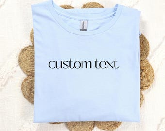 Custom Text Kids Tee, Personalized Name Youth Shirt, Logo or Saying, Create Your Own Design, Six Minimalist Font Options