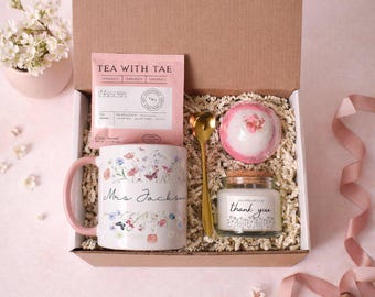 Personalized Teacher Gift Set, Thank You Teacher. Mug Candle and Bath Bomb, End of Year Appreciation Gift, Custom Mentor Present