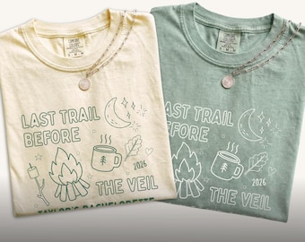 Bachelorette Last Trail Before The Veil Shirts, Comfort Colors Bridal Party, Matching Personalized Bridesmaids Tee, Bachelorette Party