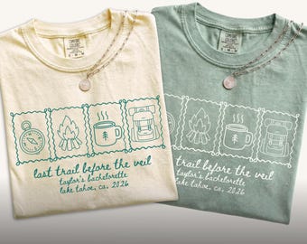 Bachelorette Last Trail Before The Veil Shirts, Comfort Colors Bridal Party, Matching Personalized Bridesmaids Tee, Bachelorette Party