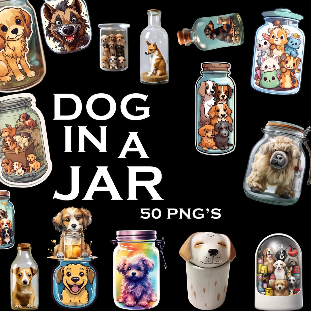 Dog in a Jar Stickers Clip Art Dogs PNG and SVG Files Dog - Etsy