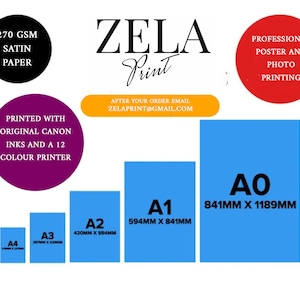 Impressão profissional de pôsteres e fotos personalizadas - Impressora de 12 cores - Papel acetinado 270 GSM - A1, A2, A3, A4, A5 e mais, papel acetinado 270 GSM
