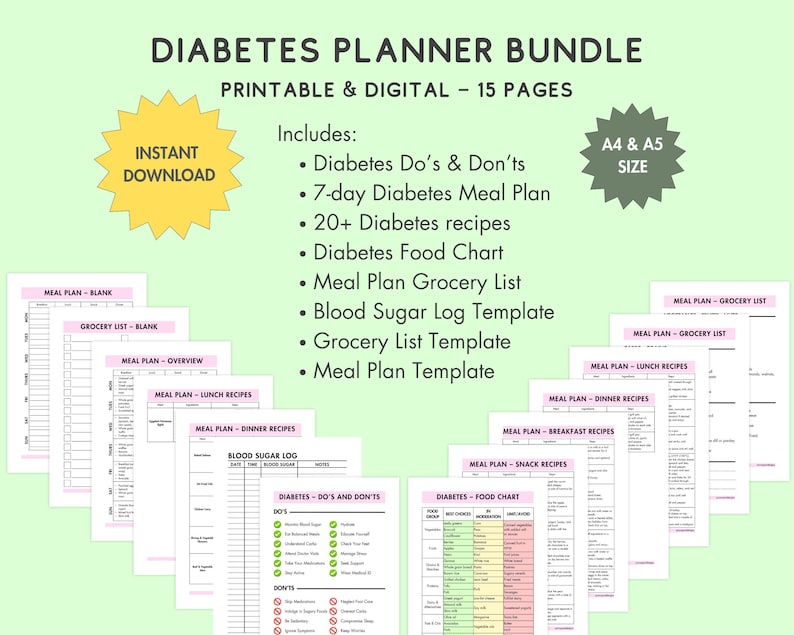 Ultimate Diabetes Meal Planner Bundle, Diabetes Recipes, Grocery Food ...