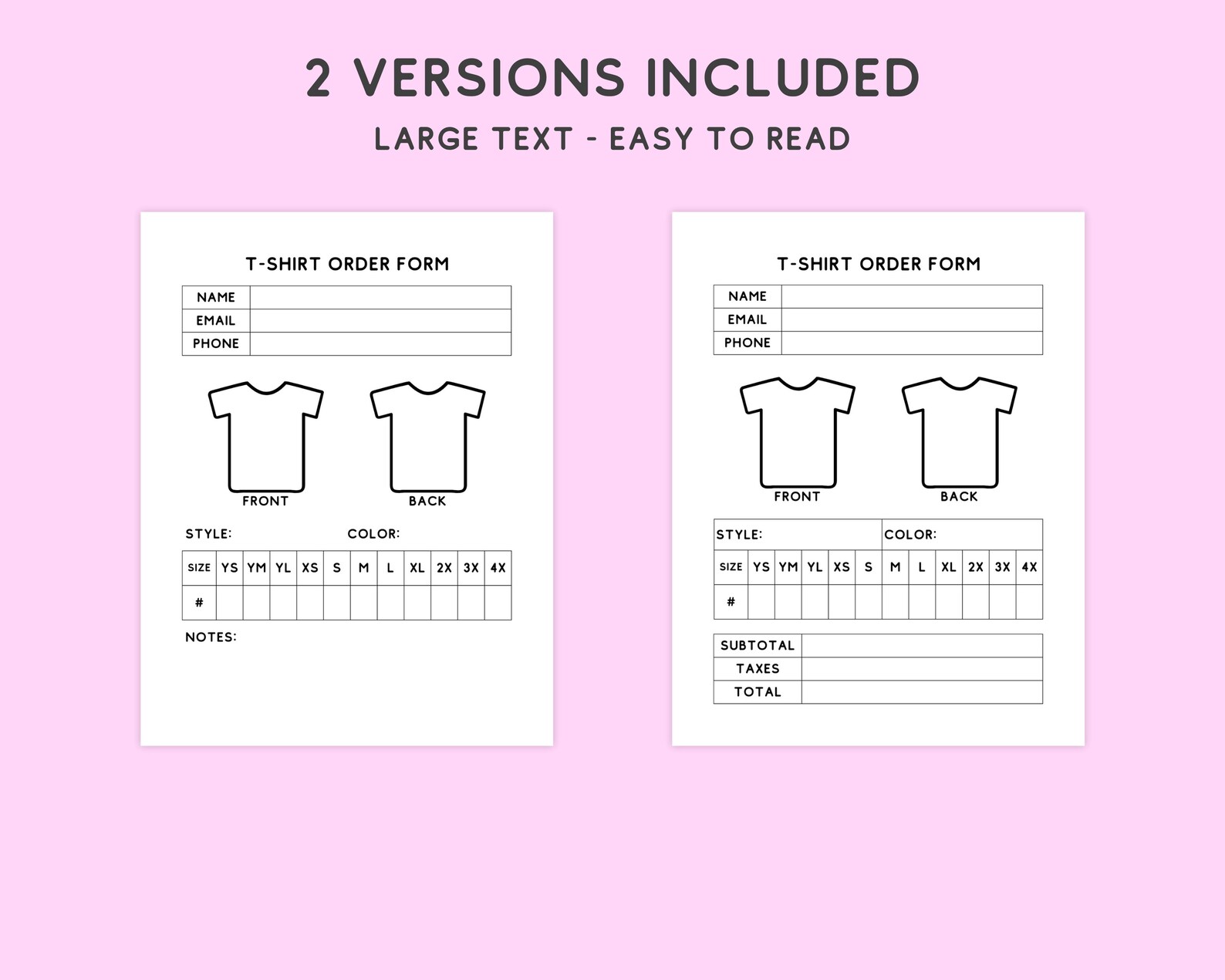 Custom Tshirt Order Form Printable, Purchase T Shirt Order Form Digital ...