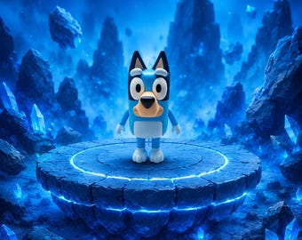 3D Printed Bluey Character – Shelf Display Figure – Kids Cartoon Collectible Gift