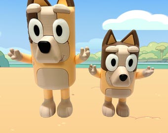 3D Printed Bingo & Heeler Figures Bundle – Cartoon Shelf Display Set – Kids Collectible Gift