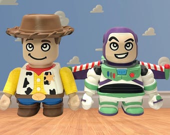 Buzz + Woody 3D Printed Figure Combo – Toy Movie Character Displays – Handmade Collectible Statues