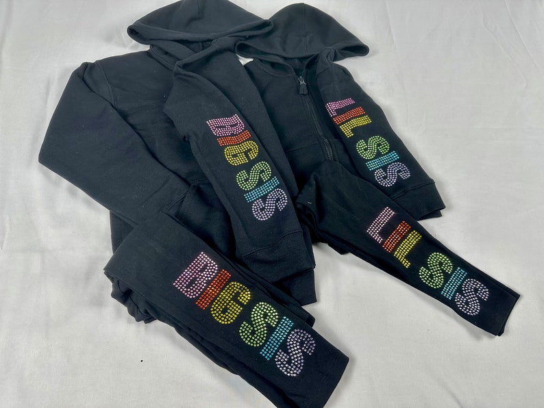 Little Sister Rhinestone Leggings New Baby Sister Gift Younger Girl