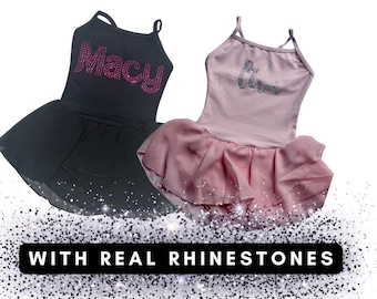 Child&#39;s Personalized Rhinestone Leotard | Skirted Dancewear | Ballet Uniform