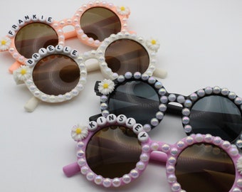 Pearl Embellished Sunnies Little Luxe Pearl-Embellished Round Sunglasses – Mia Belle Girls main image 2